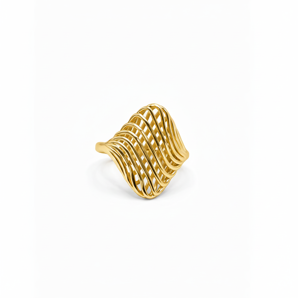 Anello Onda Bronzo Placcato Oro