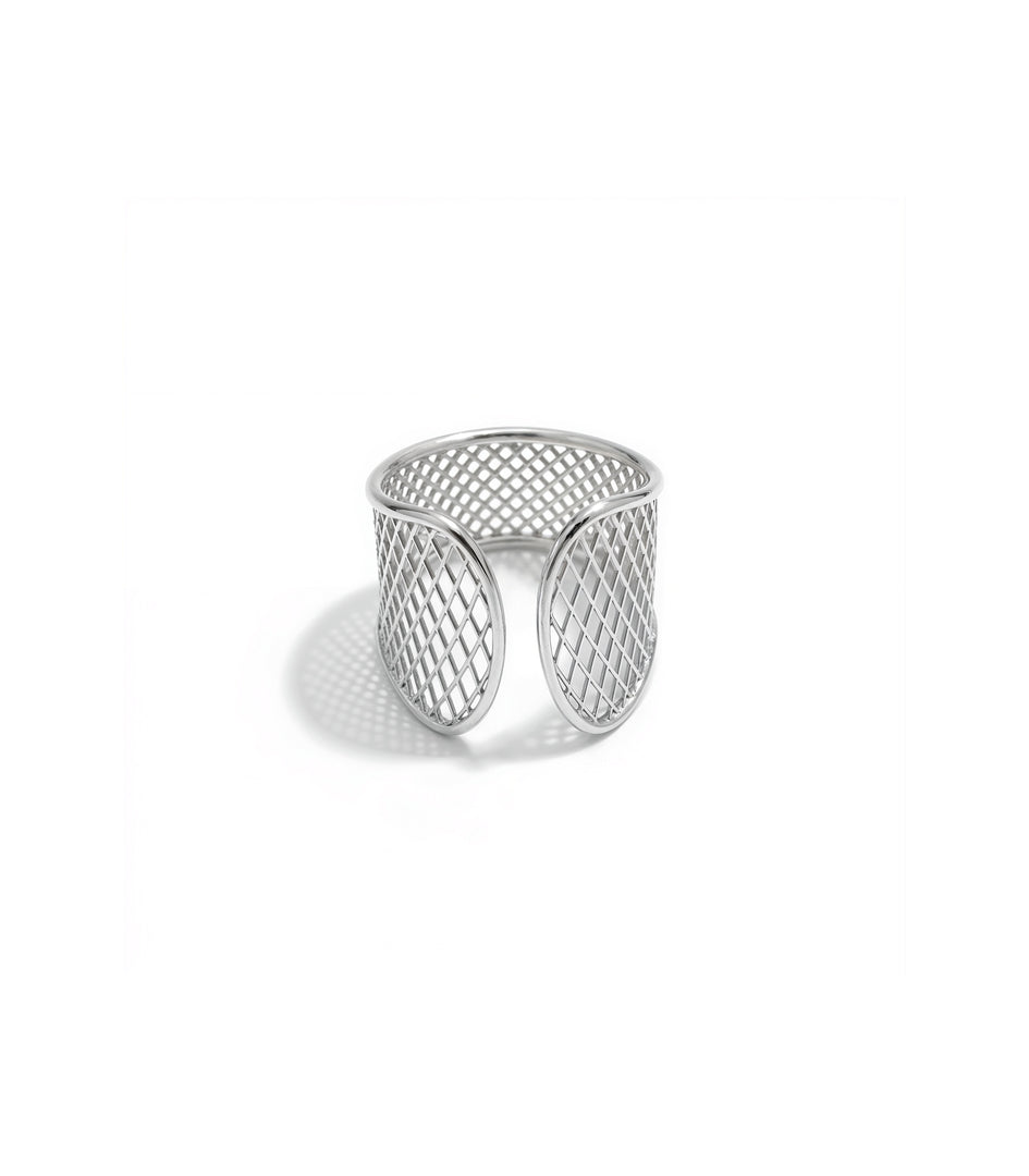 Anello Trama ANIDI in Argento 925 dal design contemporaneo e geometrico
